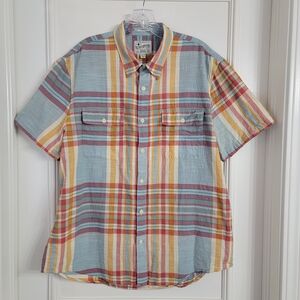 Lucky Brand Mens Classic Fit Retro Western Camp Shirt Plaid Button Up  Mens XL
